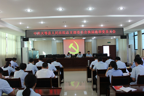 中共天等县人民法院总支部委员会换届选举党员大会现场